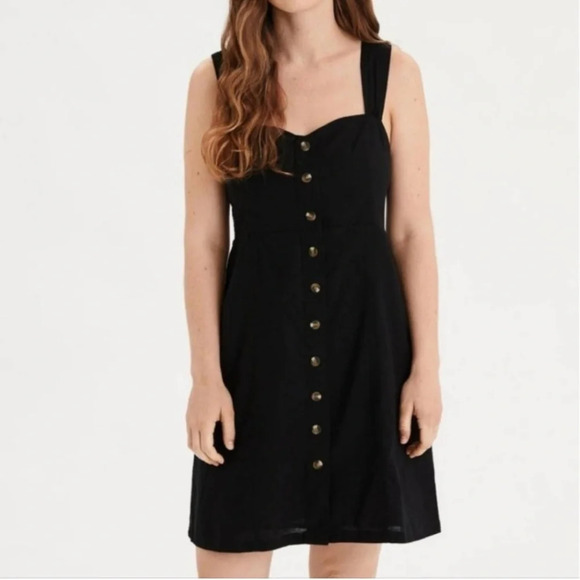 American‎ Eagle Button Front linen blend Mini Dress Medium NWT - Picture 1 of 6